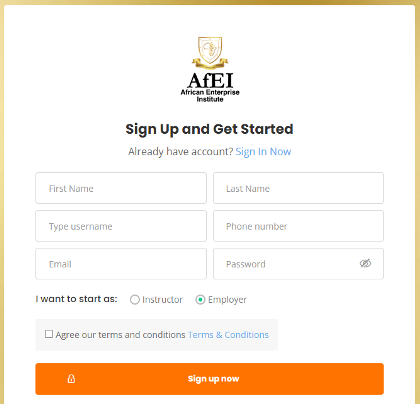 Signup by creating an account